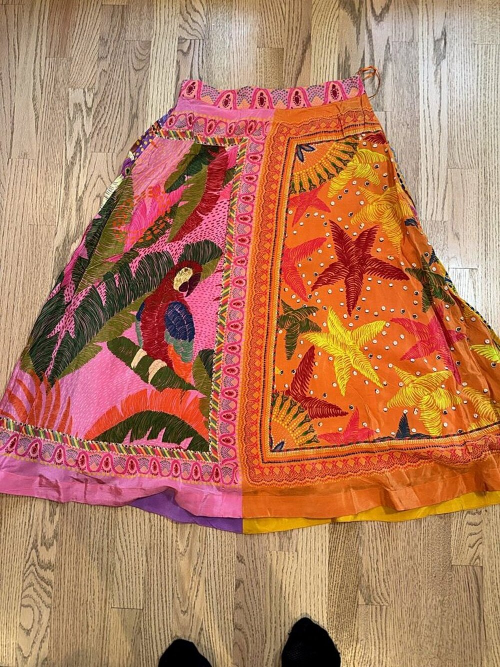 NWT FARM Rio Patchwork Scarf Print Sequin Midi Skirt Size M